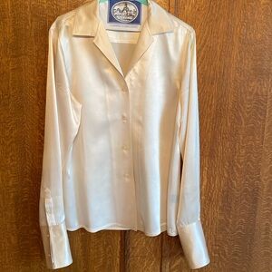 Lauren Ralph Lauren Silk 💯 Blouse ivory Sz 8
